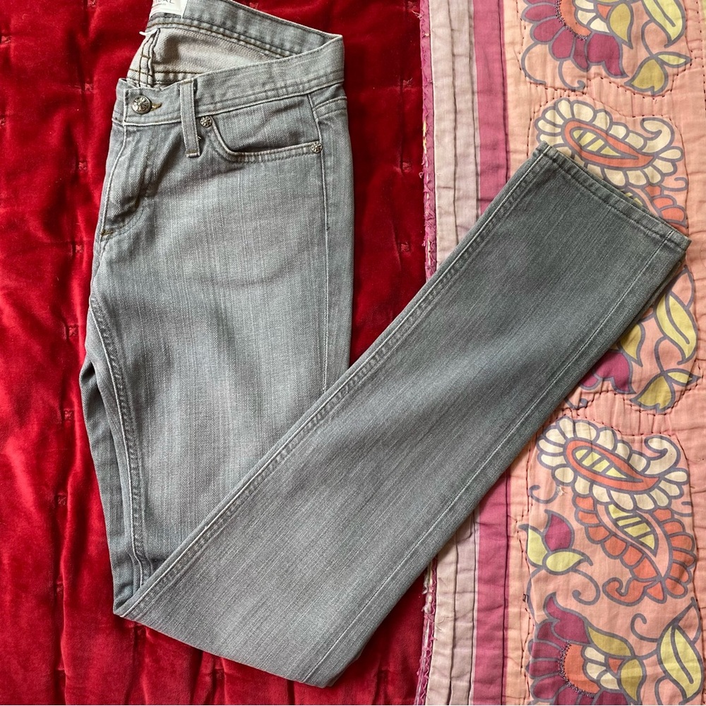 Habitual Skinny Low Rise Straight Leg Jeans in Stonewash Gray Stretch Denim